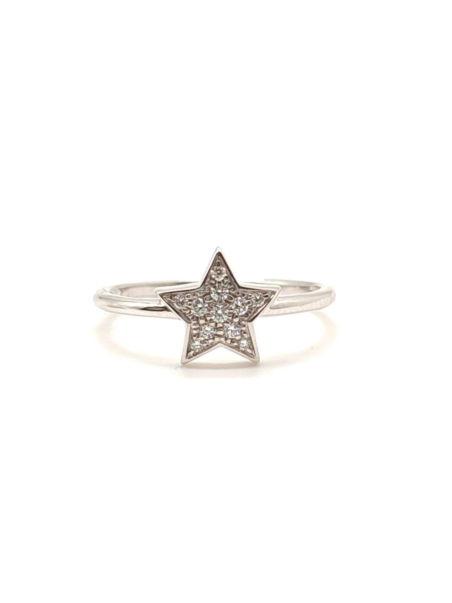 Gold star ring with 0.08ct diamonds