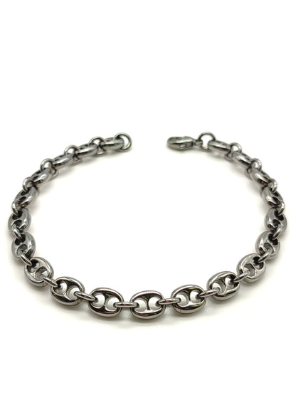 Navy mesh burnished silver bracelet
