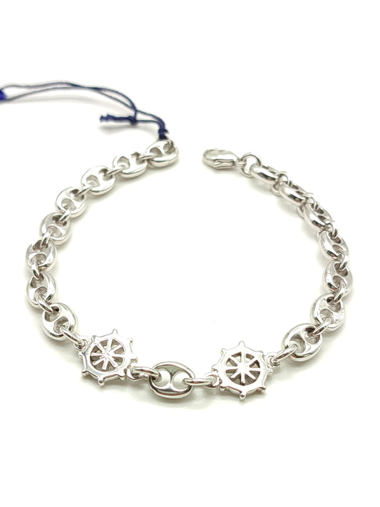 Silver bracelet with medium rudders