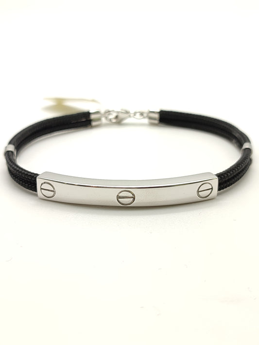 Silver bracelet with love plate