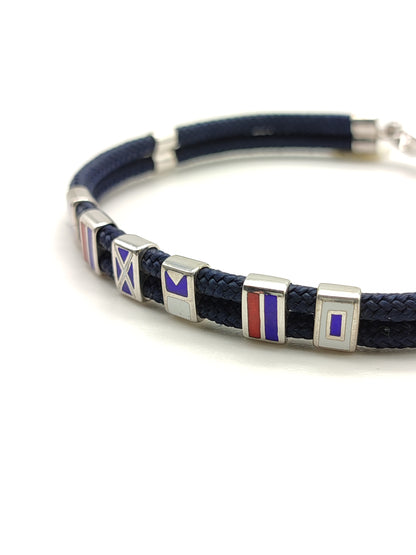Silver bracelet with nautical flags