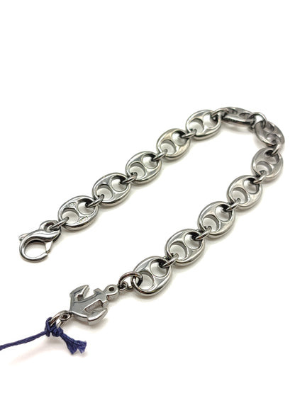 Burnished silver bracelet with anchor