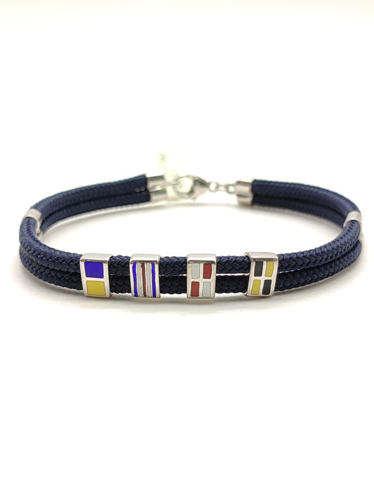 Silver bracelet with flags