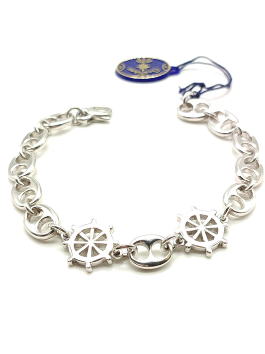 Silver bracelet with large rudders