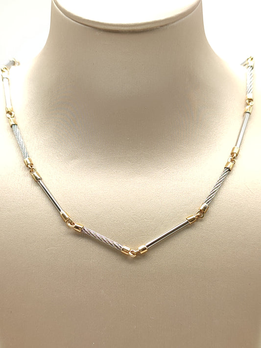 Steel and gold necklace