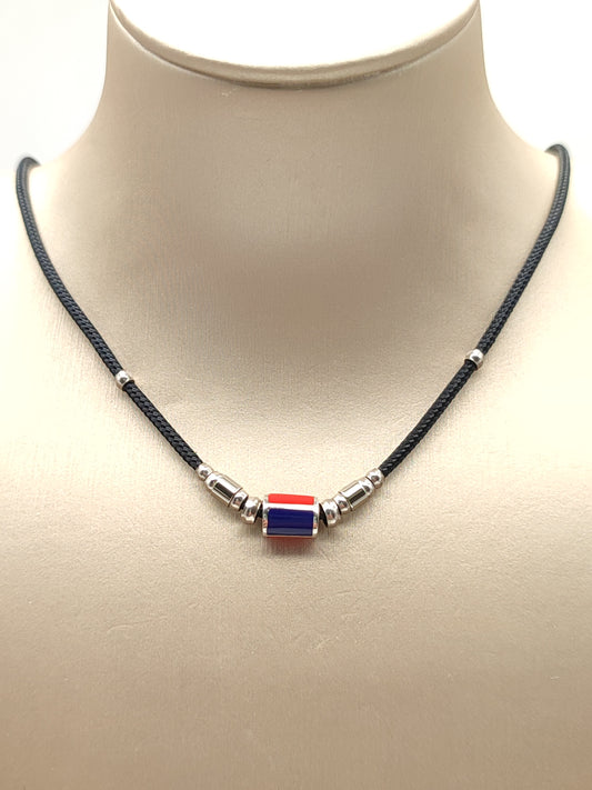 Nautical rope necklace with enamel barrel