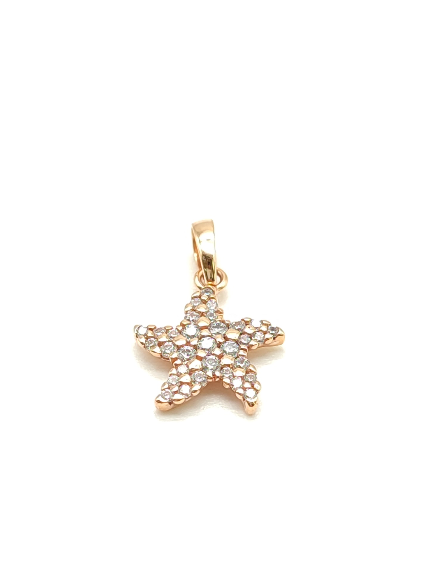 Starfish pendant in gold and zircons