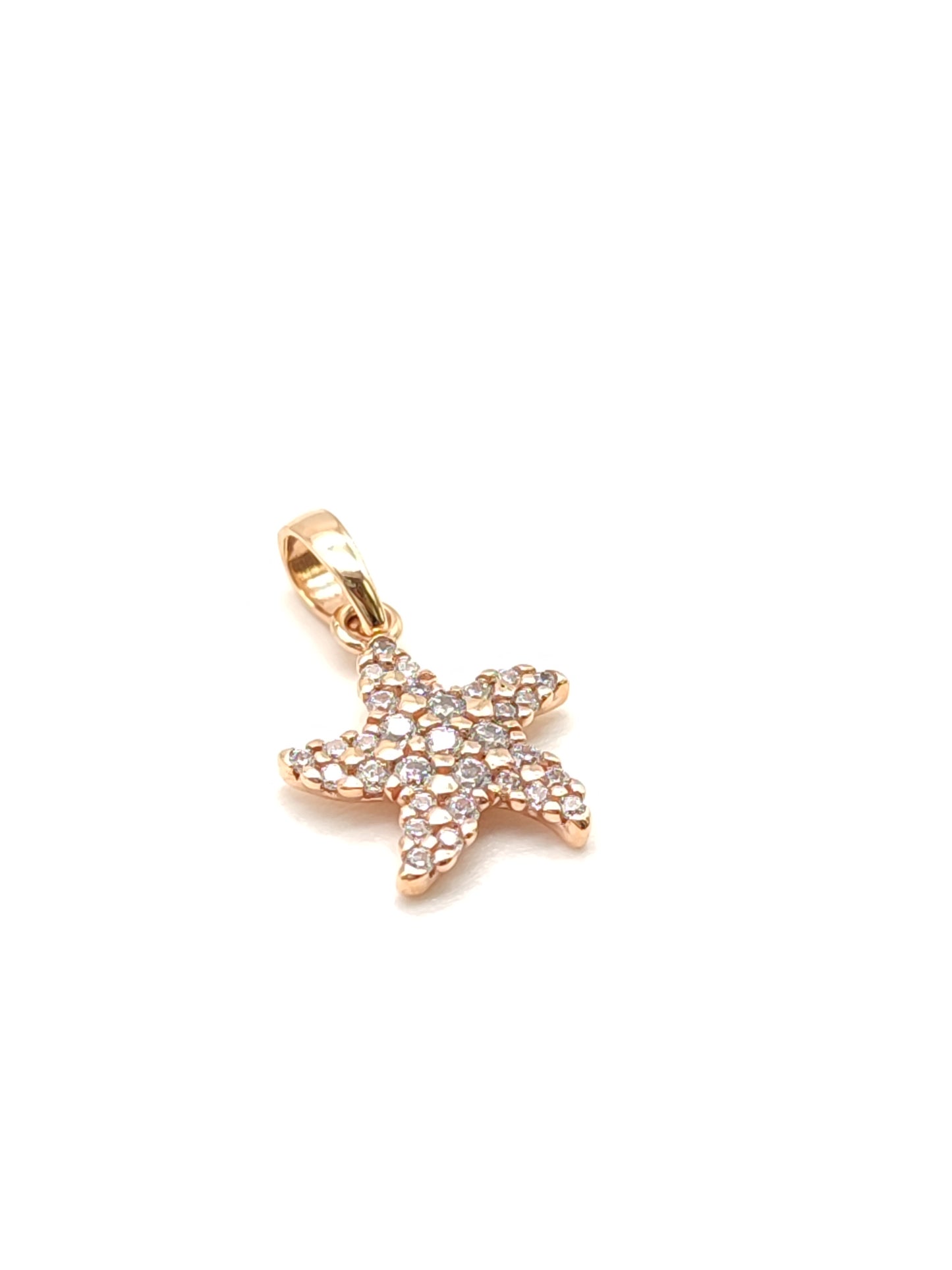 Starfish pendant in gold and zircons