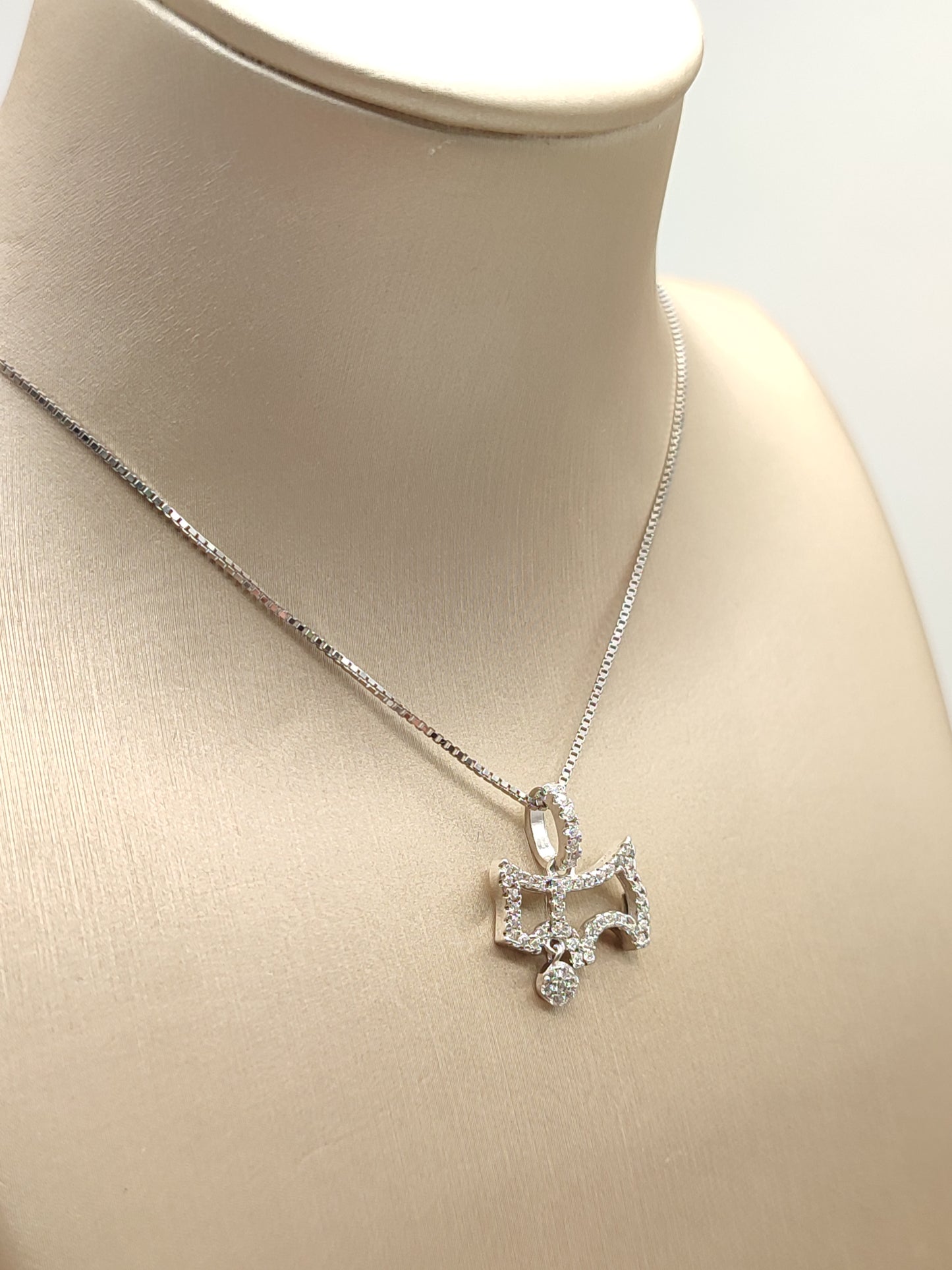 Silver necklace with pavé dog