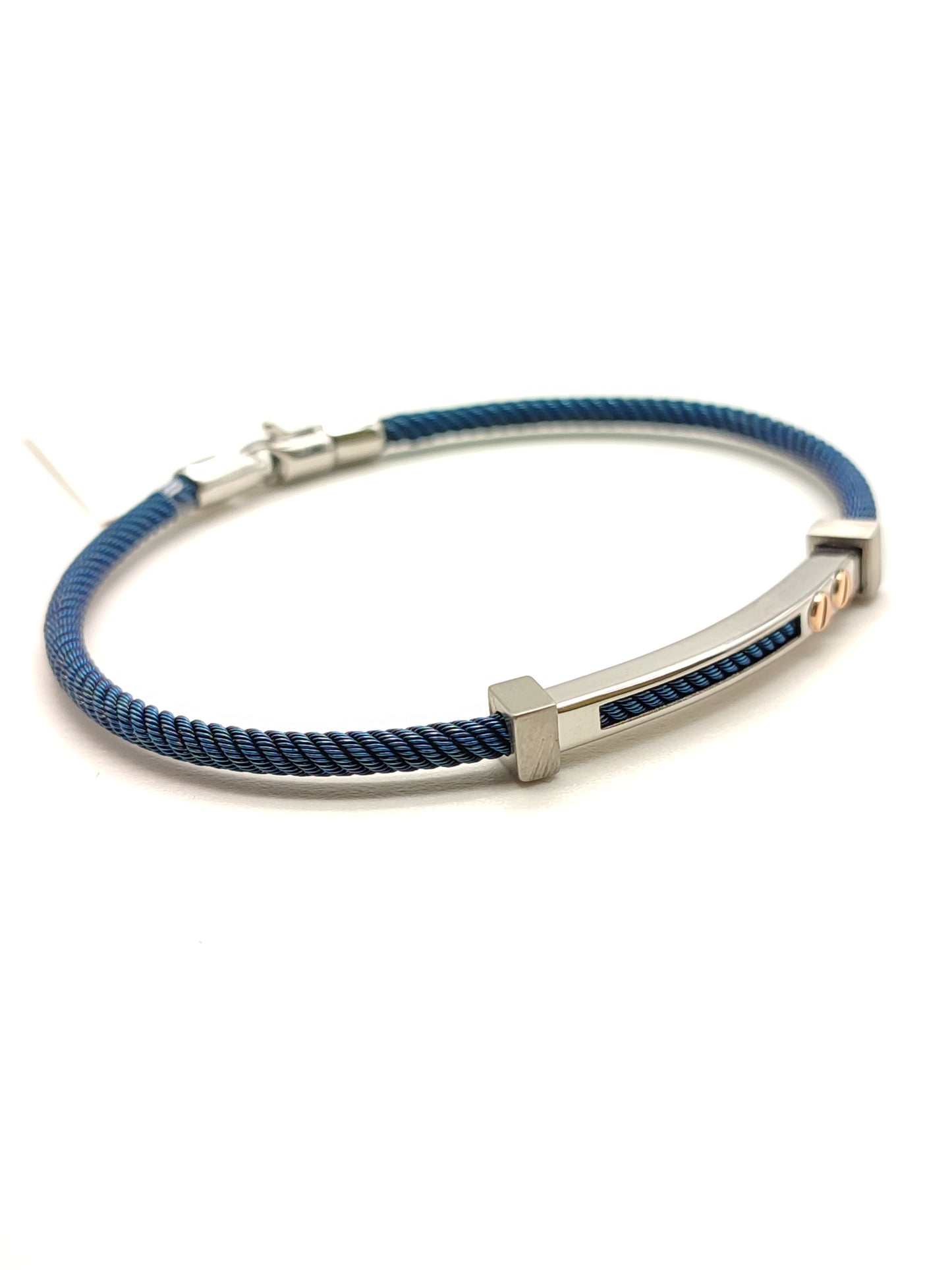 Steel and blue gold bracelet