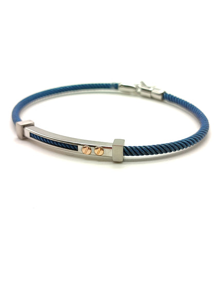 Steel and blue gold bracelet