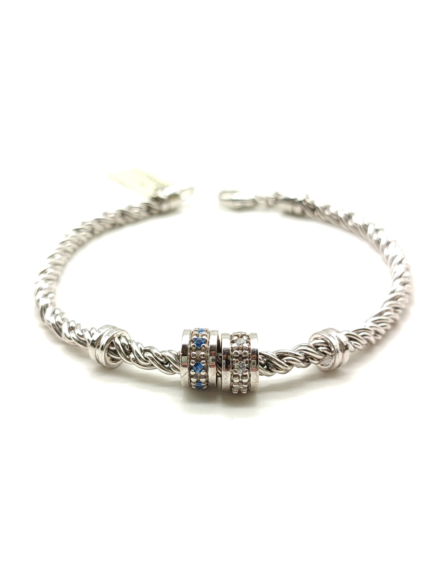 Silver bracelet with diamonds and sapphires