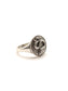 Round silver ring with low relief Snake