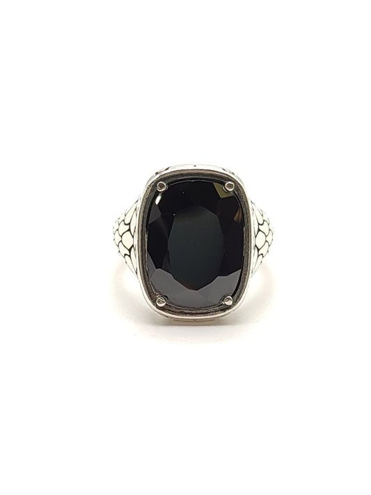 Silver ring with black spinel