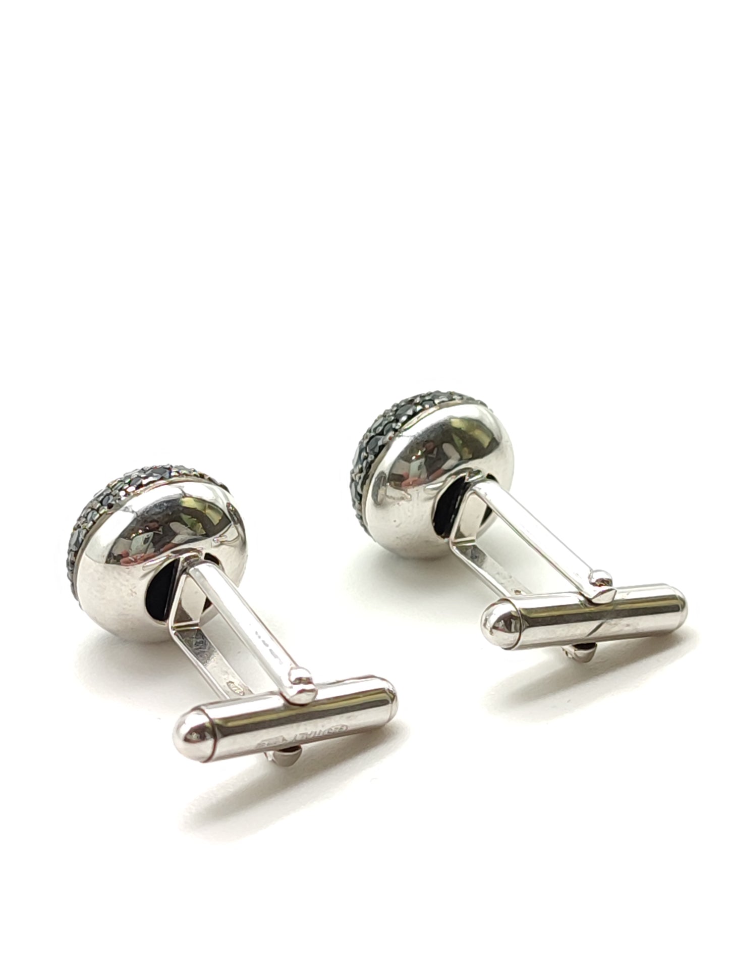 Silver cufflinks with black spinels