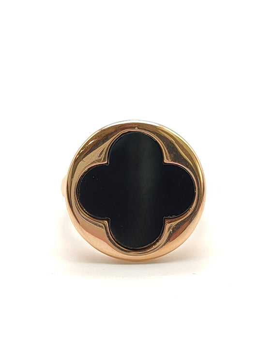 Black onyx flower ring diameter 1.5 cm