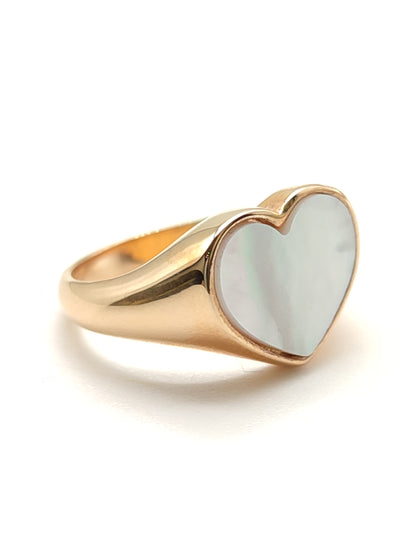 Signet Ring with Mother of Pearl Heart
