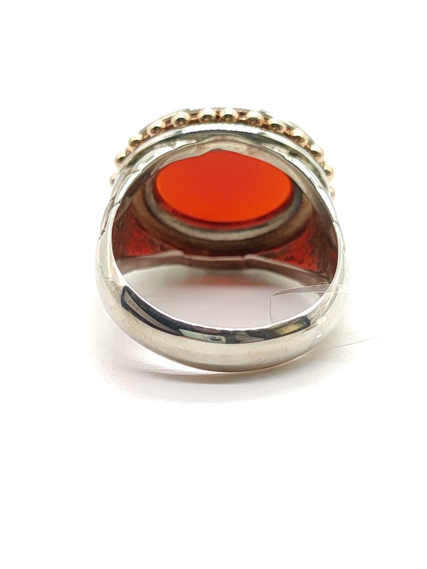Silver and gold ring with carnelian