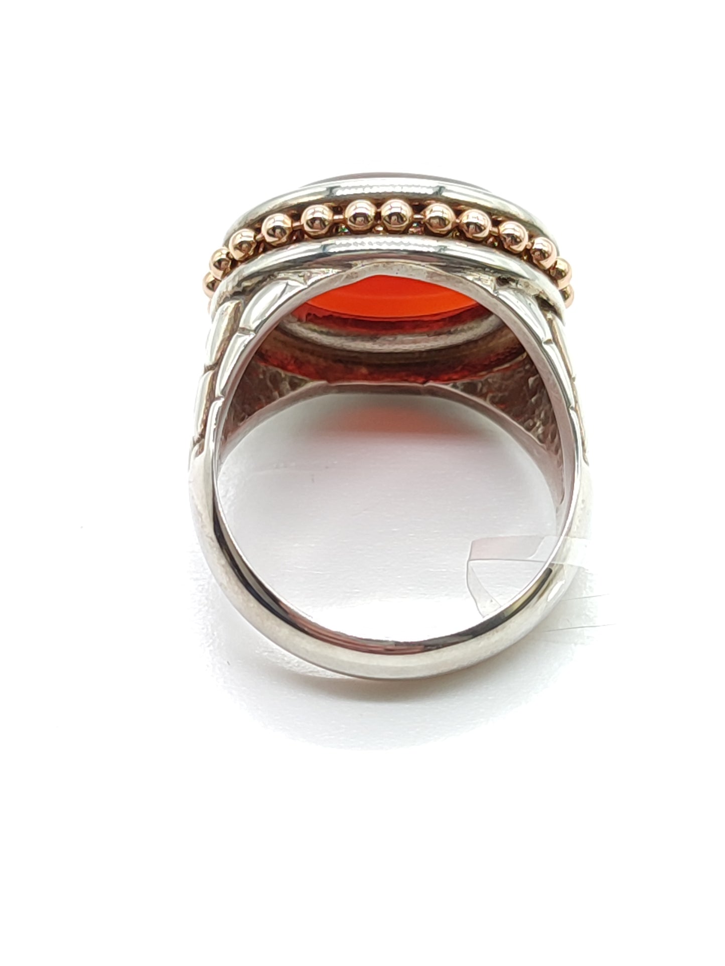 Silver and gold ring with carnelian