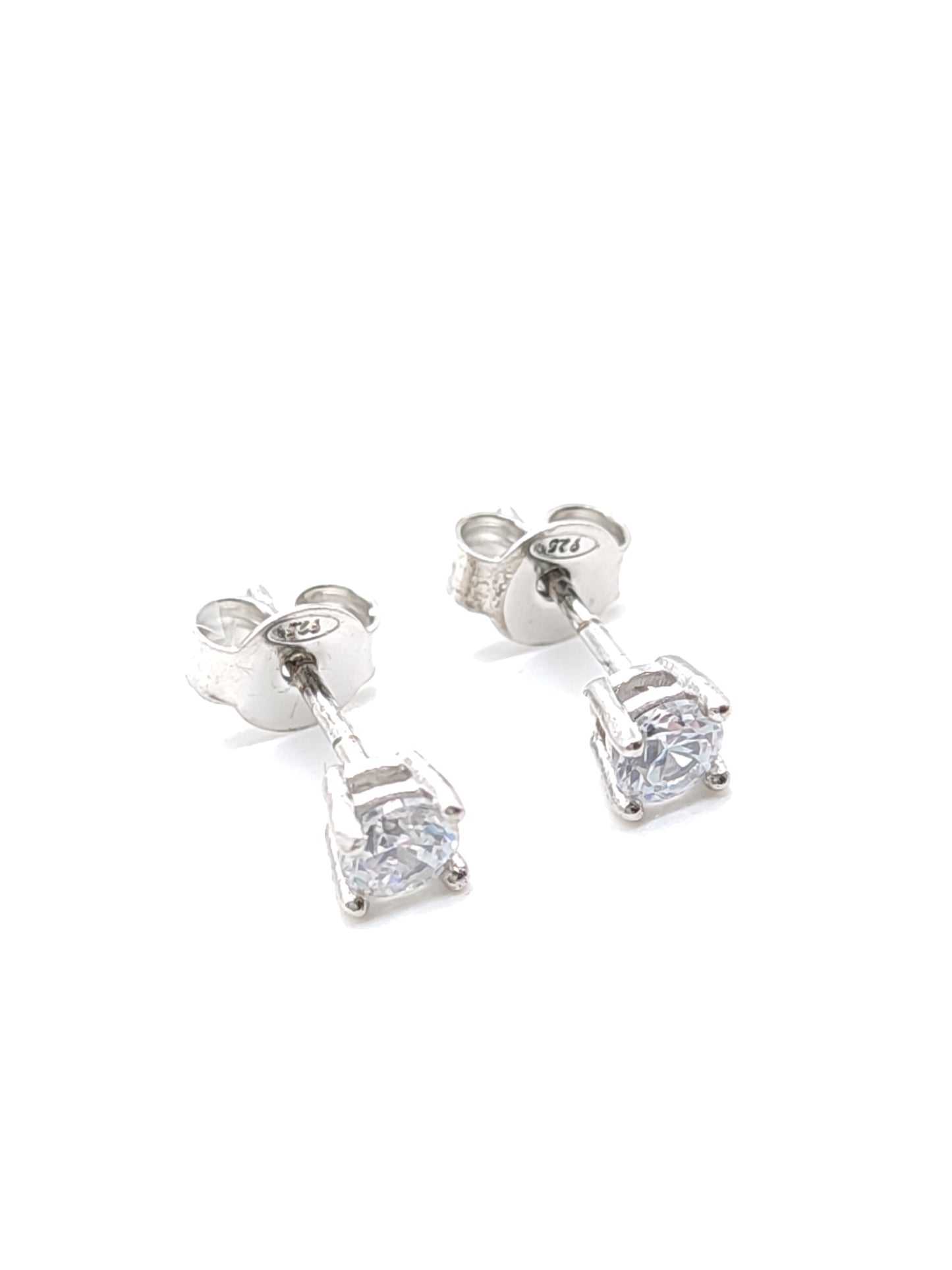 Light-point lobe earrings in silver with zircons