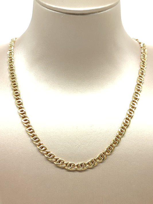 Bird's eye link necklace in 18kt gold 50cm