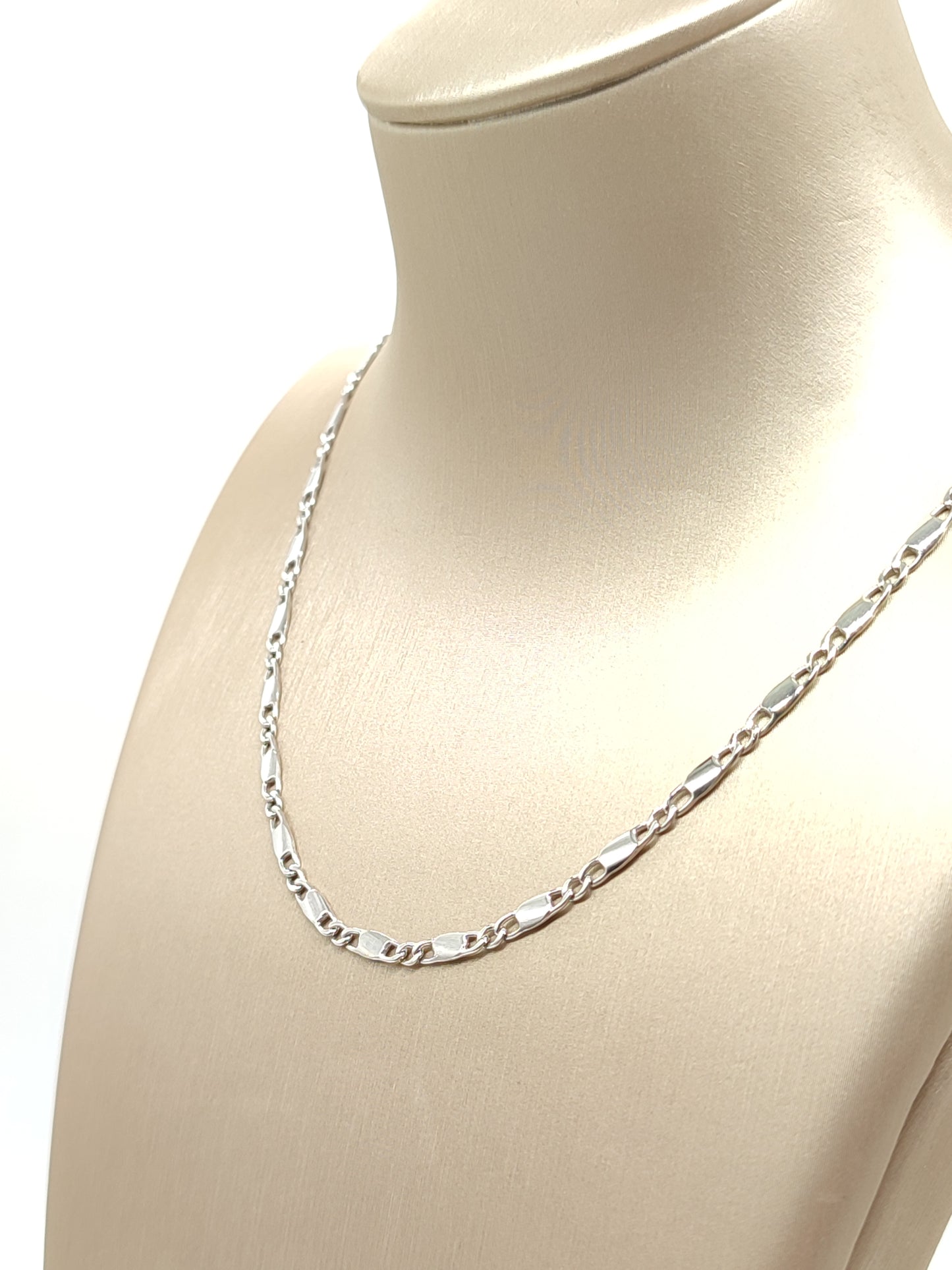 Figaro 3+1 flat necklace in 18kt gold 50cm