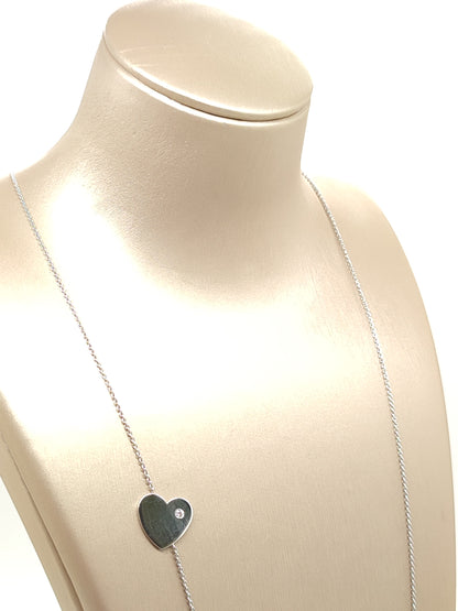 Gold necklace with heart and 0.03ct diamond