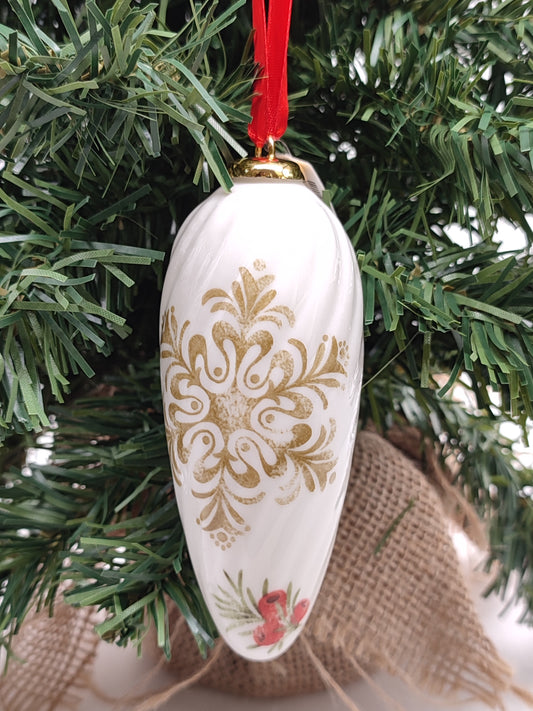 Ceramic Pine Cone Christmas Decoration