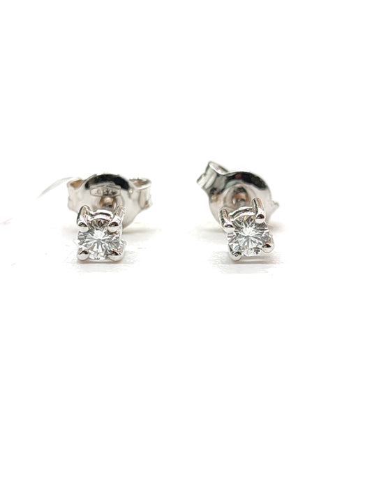 Light point earrings in gold with diamonds 0.24ct - 3mm