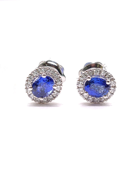 Gold earrings with sapphires and diamonds
