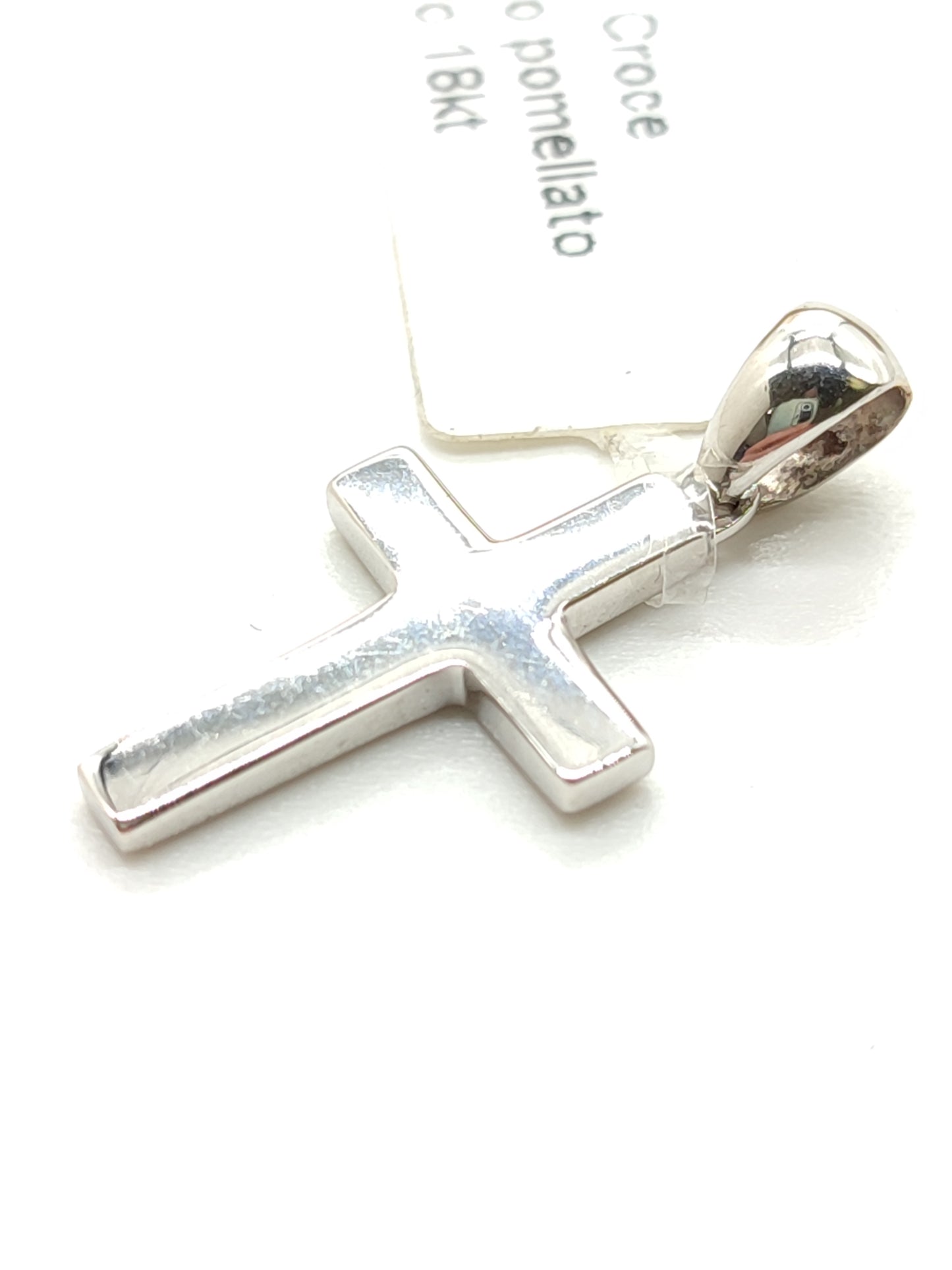 Solid cross pendant in white gold 2 x 1.5 cm