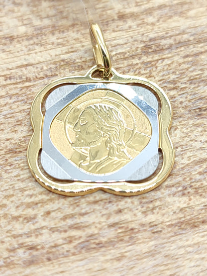 Christ's face pendant in gold 1.8 x 1.8 cm