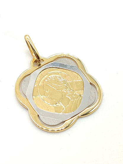 Christ's face pendant in gold 1.8 x 1.8 cm