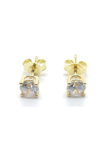 Lobe earrings in wire gold and 5 mm zircons