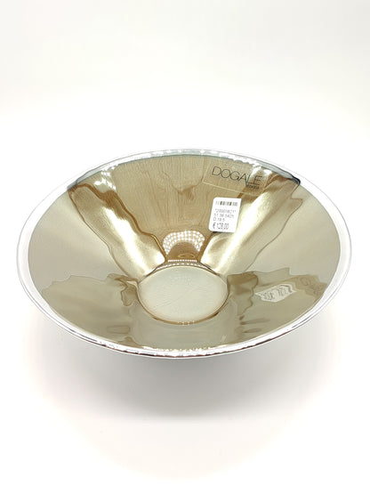 Dog bowl in metallic beige silver D.19.5cm