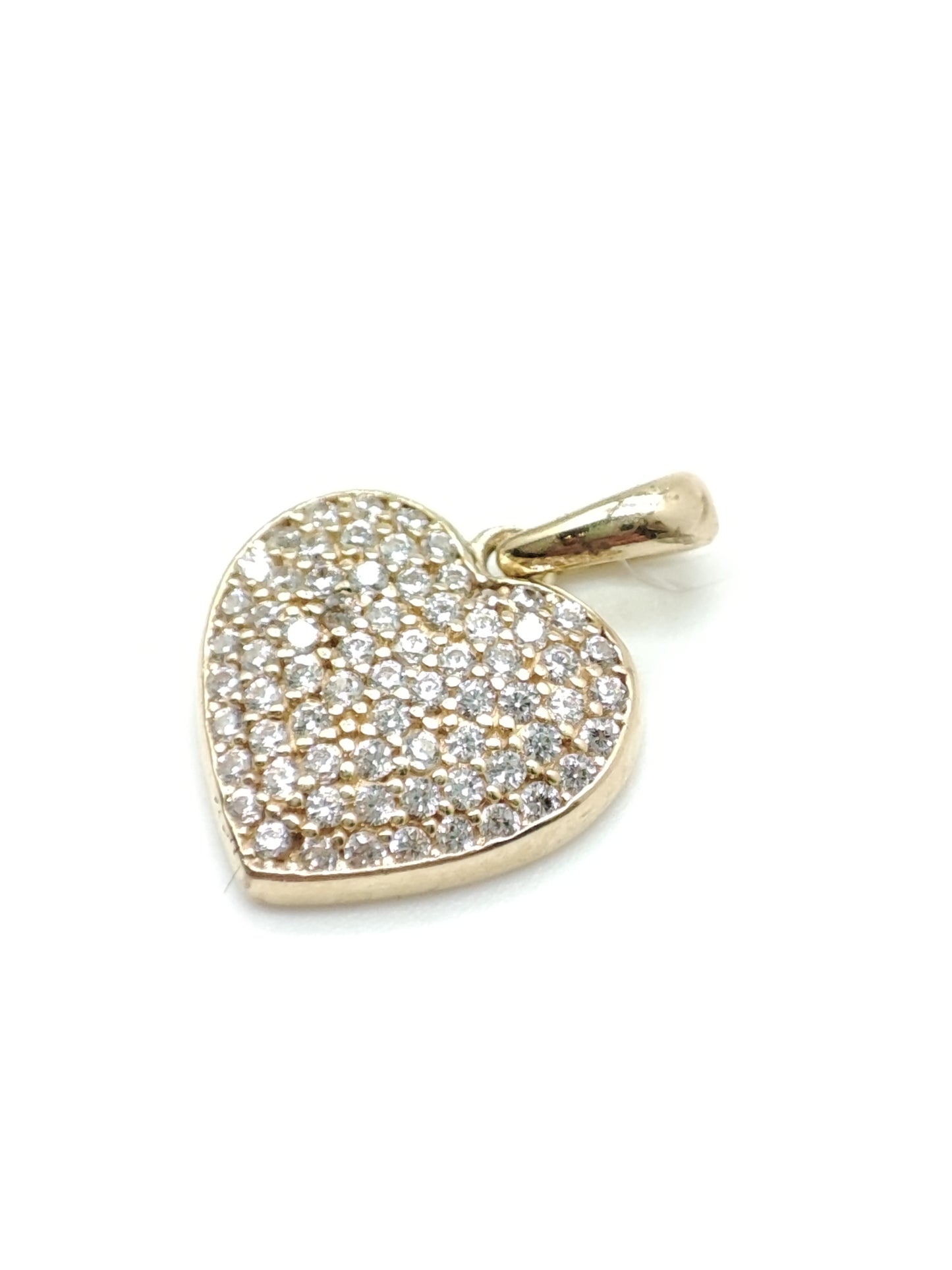Heart pendant in yellow gold with zircons
