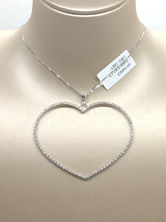 White gold heart necklace with diamonds