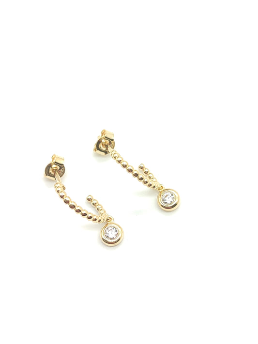 Gold lobe earrings with zircons
