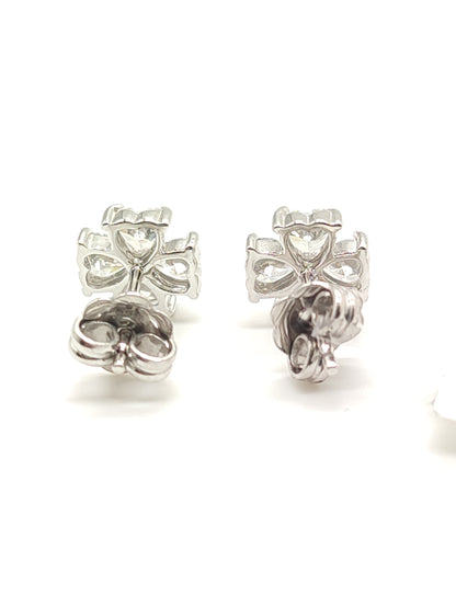 Flower heart zircon earrings