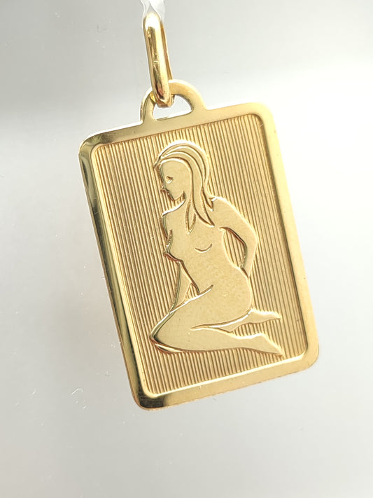 Virgo zodiac yellow gold pendant
