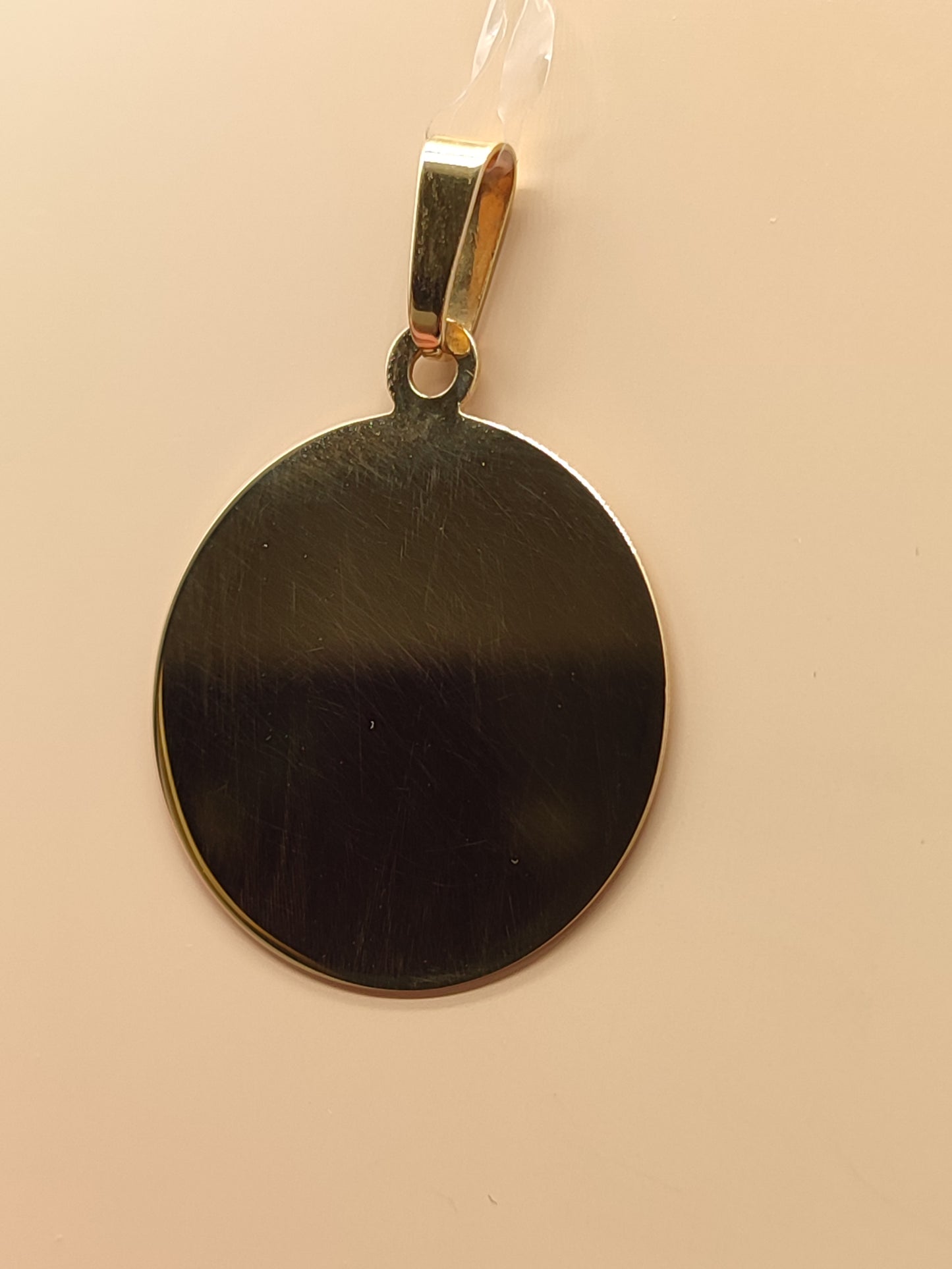 Smooth round yellow gold medal pendant