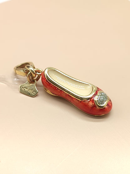 Gold enamel ballerina slipper pendant
