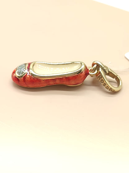 Gold enamel ballerina slipper pendant