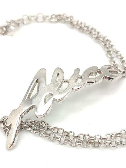 Silver bracelet with Alice name