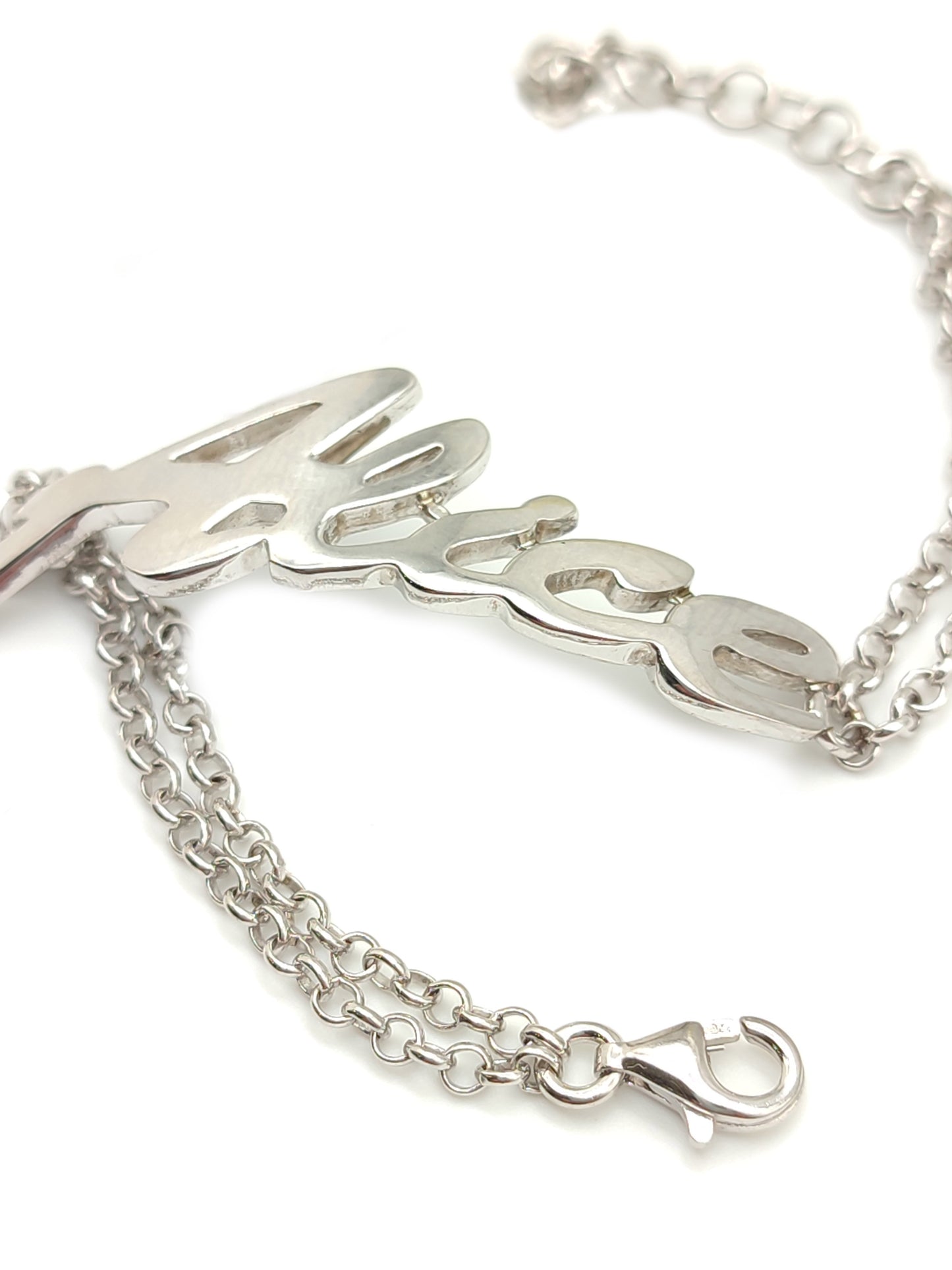 Silver bracelet with Alice name