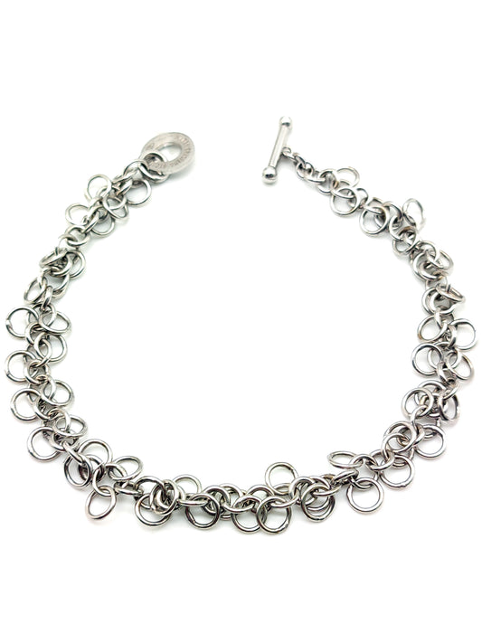 Silver bracelet with large intertwined rings