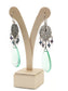 Silver filigree earrings with black pearls and quartz