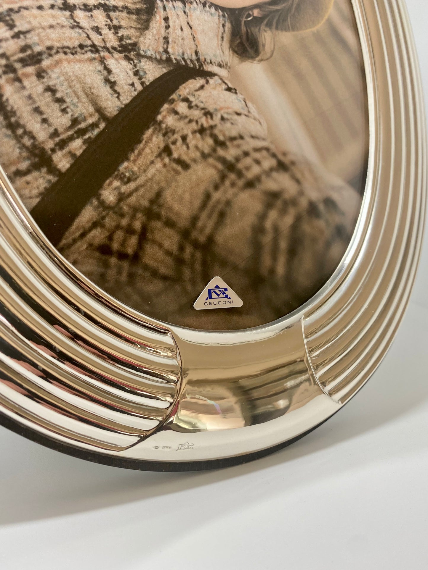 Portafoto Bilaminato in argento ovale