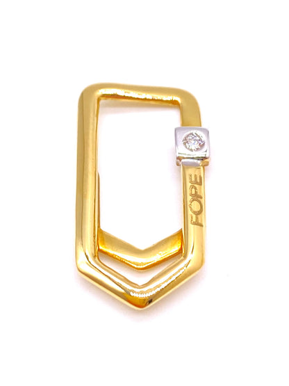 Yellow gold diamond paperclip pendant