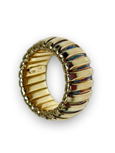 Silver ring with golden gas tube mesh